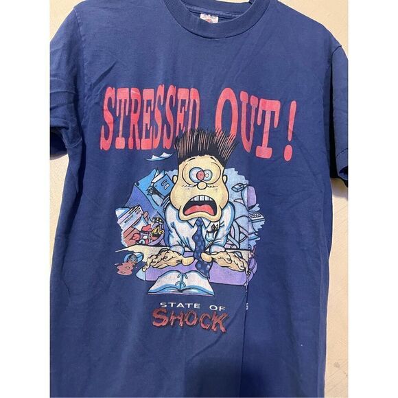 VTG 1996 Stressed Out! State of Shock Tshirt Freeze NY 90’s USA M one stitch “HO - Picture 4 of 7